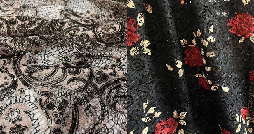 čipkasta tkanina sa cvetnim uzorkom