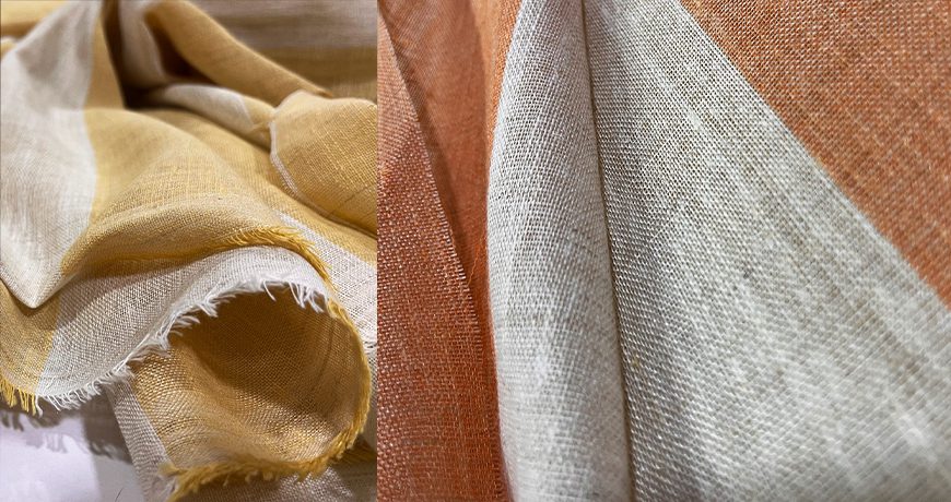 Tkanina od lana u bež i narandžastim tonovima