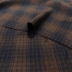 Pamučni štof u retro karo dezenu, tamna čokolada i plavi grafit