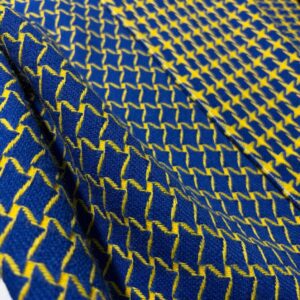 Karirani štof u kraljevsko plavoj i zlatno-žutoj boji