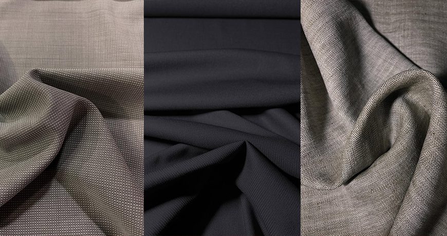 Štof za muška odela u sivoj, tamnoplavoj i bež nijansi – elegantne tkanine za odela i pantalone