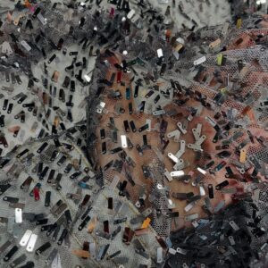 Elastična mrežica sa metalik šljokicama u srebrnoj nijansi