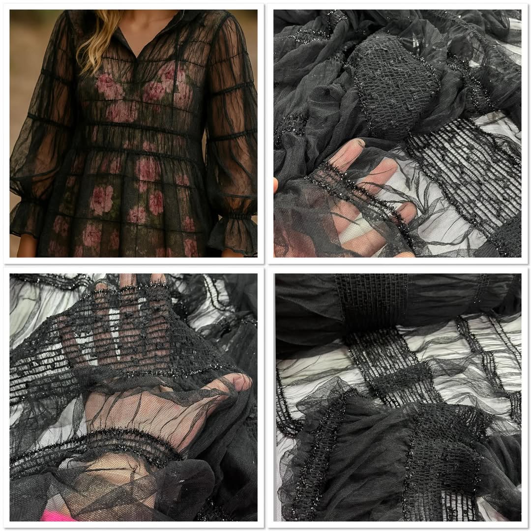 Crni Boho Fenjer sa elastičnom bordurom i šljokicama