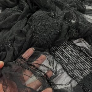 Mekani crni til sa šljokicama i elastičnim bordurama