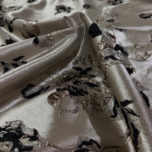 Luksuzni brokat žakard sa cvetnim motivima u metalik zlatnoj boji